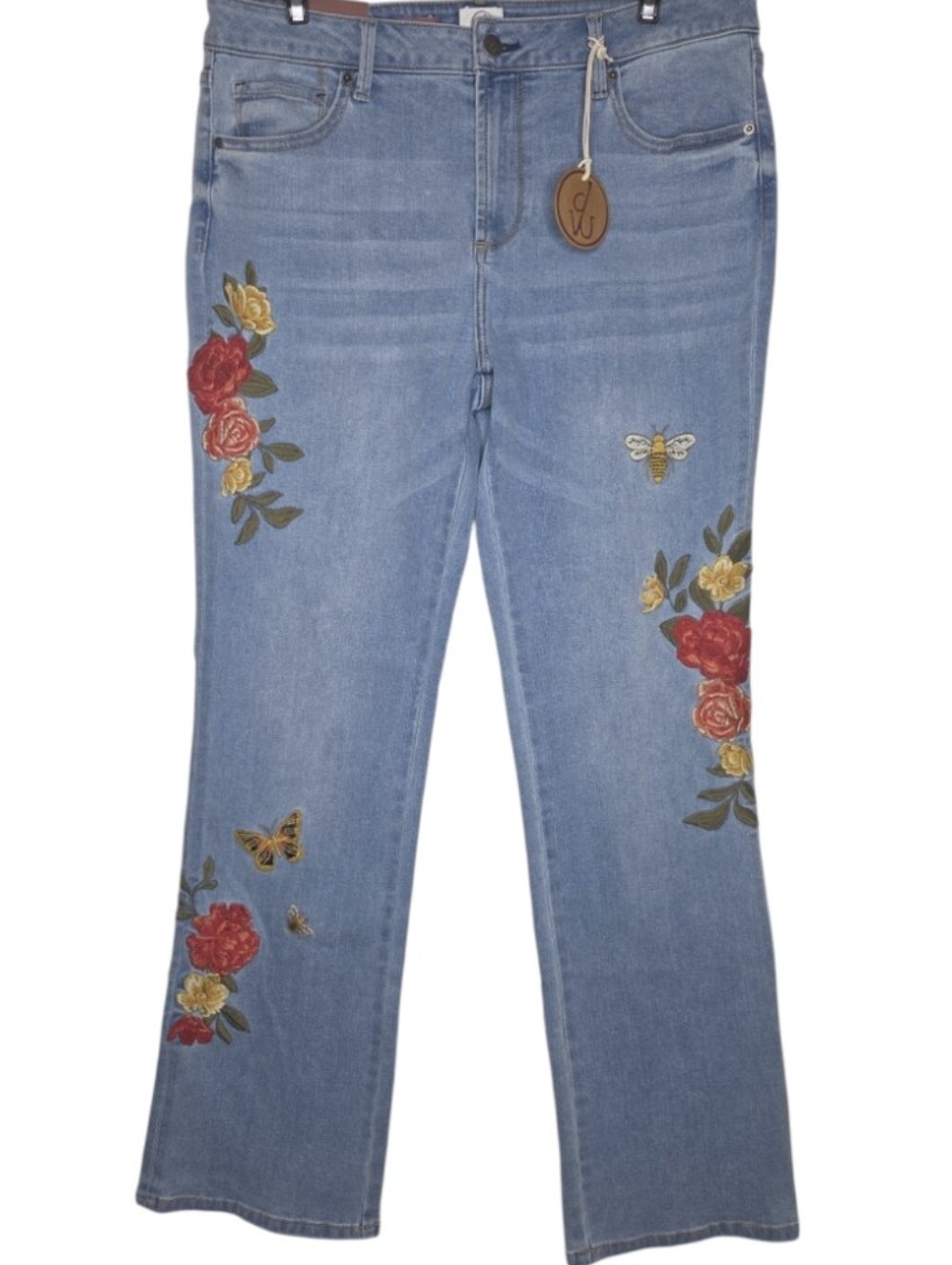 Driftwood Kylee Butterflies Bees Roses High Rise Bootcut Denim Jeans 8 NWT